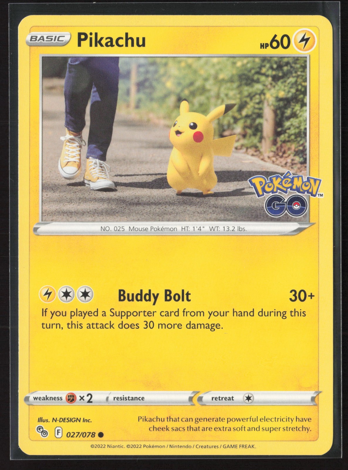 Pikachu (27) Common Pokemon GO 027/078 NM Pokemon Card