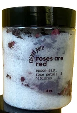 Handmade Rose Petal, Hibiscus, & Epsom Salt Bath Soak ALL NATURAL Stress Relief 