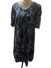 Go Softly Patio Dress Women’s Size Large Blue Paisley Print Pullover Pockets