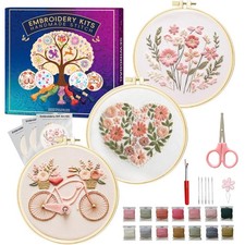 Embroidery Kit for Adults Beginner - Embroidery Kits for Adults Beginner 3 Pc...
