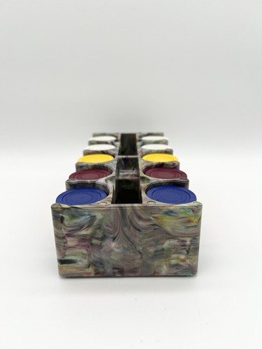 Vintage 50s Poker Chip Tray Caddy Mid Century Marbled Swirl Plastic Casino Set