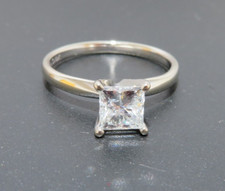 14K WG PRINCESS CUT DIAMOND ENGAGEMENT RING 0.80 ct SZ 7 2.58 grams G135109-1 