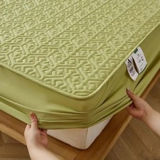 Pure Cotton Soft Quilted Mattress Cover Anti-bacterial Bed Protector FittedSheet