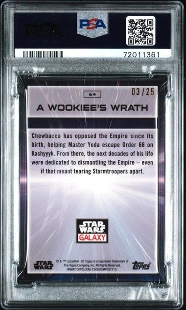 2022 Star Wars Galaxy A Wookie's Wrath Purple Refractor /25 PSA 9 #64 - Image 2 of 2