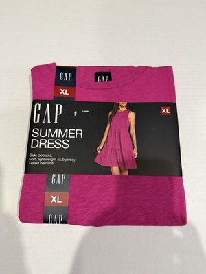 Gap NEW Very Berry Slub Jersey Tiered Hemline Cotton Modal Sleeveless Dress XL