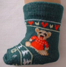 Separates, Green Hearts Teddy Bear Socks, for 18" Dolls