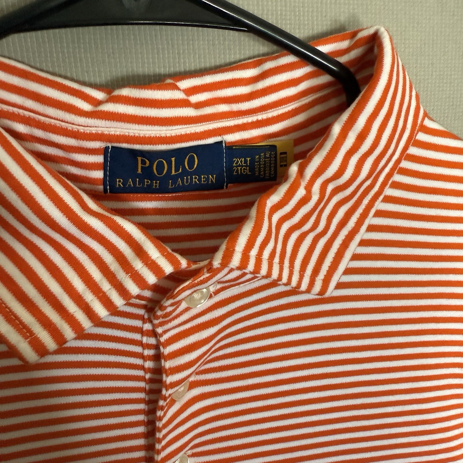 Polo Ralph Lauren camicia 2XLT uomo a righe rosso bianco manica corta logo pony alta