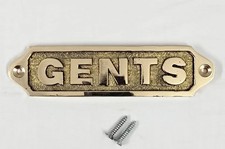 Solid Brass GENTS Toilet Door Sign Plaque Vintage Style Restroom Plate 13cm