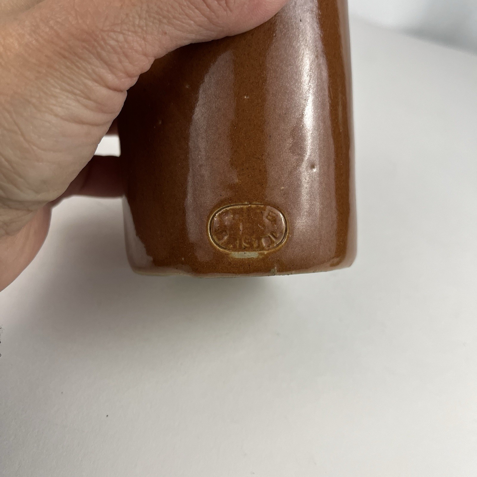 Antique Brown Ceramic Bottle Stamped Bristol