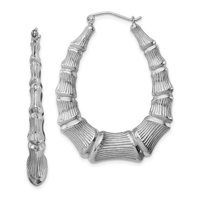Oval Creolen Sterlingsilber rhodiniert Bambus