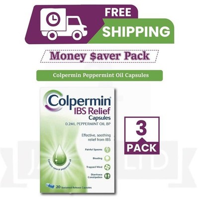 3 X Colpermin IBS Relief 20 Capsules   Peppermint Oil for Gas, Bloating & Pain