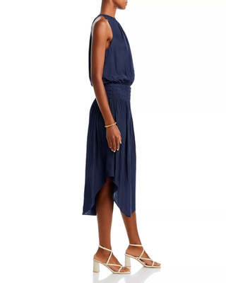 Ramy Brook Audrey Smocked Midi Dress in Navy - XL