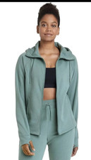 All in Motion Women's Fleece Full Zip Athletic Hooded Sweatshirt Jade Size... XS