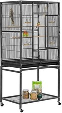 Yaheetech Black Bird Cage Flight Large Parrot Cage with Rolling Stand 62x43x136c