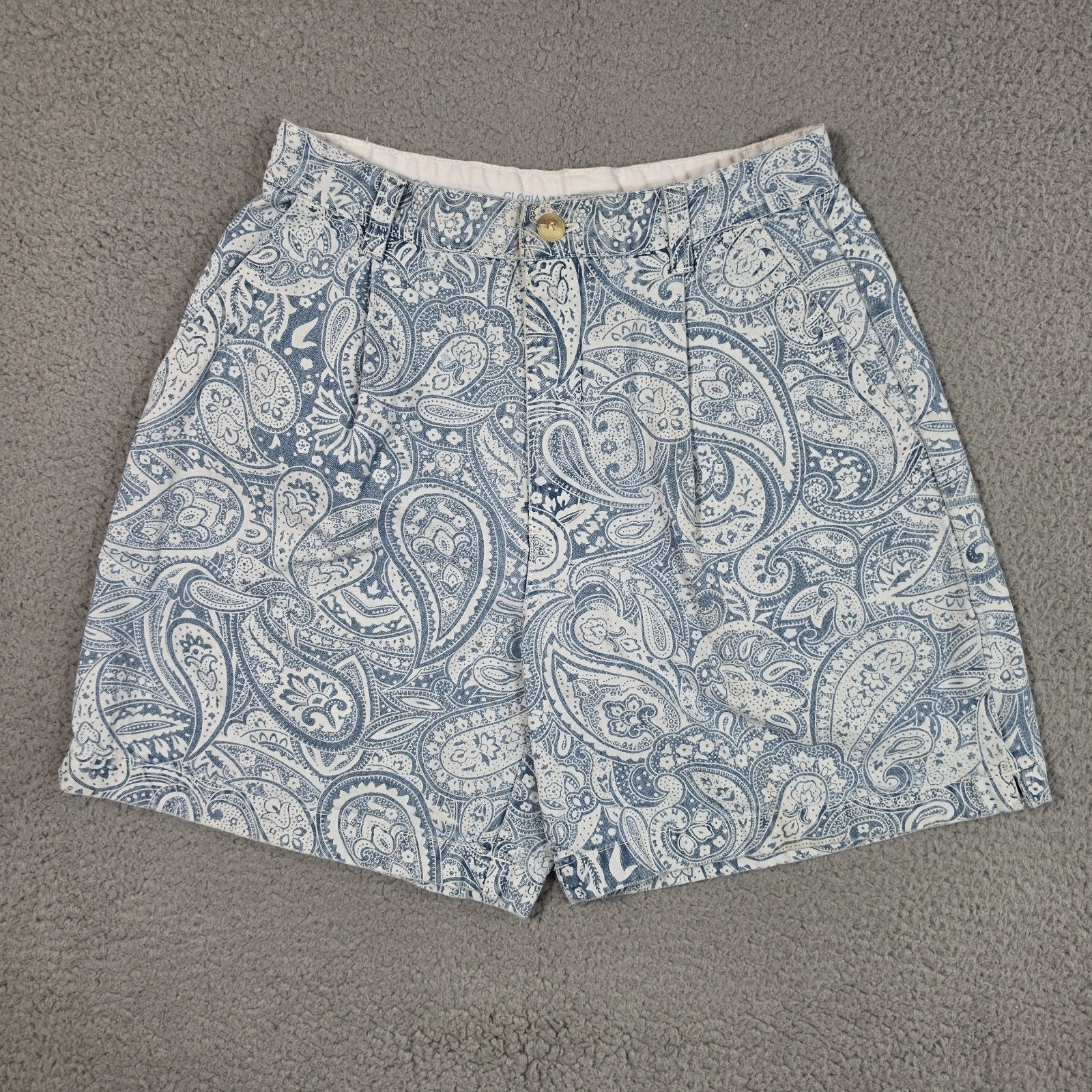 Vintage Gloria Vanderbilt High Rise Mom Paisley Denim Shorts Womens 6 BlueCotton