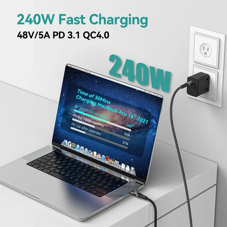 USB 5 80Gbps 240W 8K60Hz Thunderbolt 5/3 USB-C auf USB-C Kabel - Bild 3 von 4
