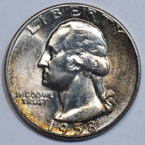 🏳️‍🌈 1958 Washington Quarter Dollar CH/Gem BU TONER!