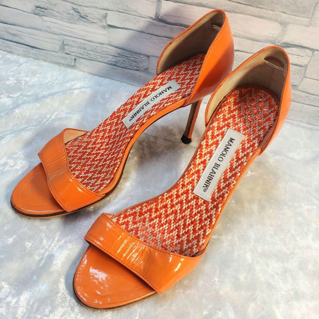 マノロブラニク【size37】24㎝ Rare Manolo Blahnik Orange Leather Heels Sandals Size 37 (24cm) | eBay