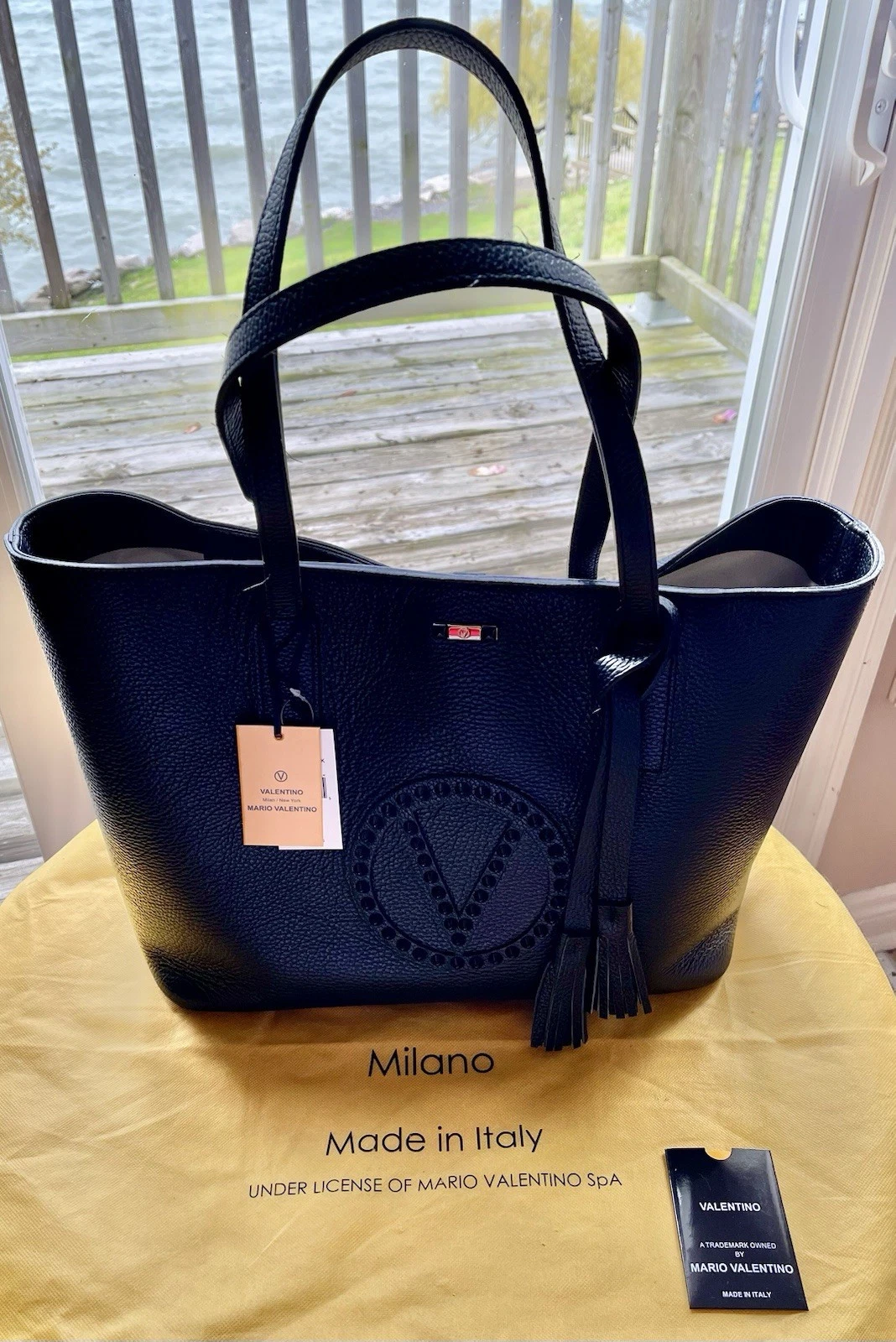 Borsa VALENTINO By Mario Valentino *PERSONALIZZATA* LOGO SOHO ROCK in pelle nera $1095