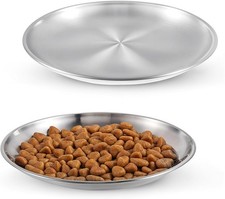 2 Packs Cat Food Bowl Stainless Steel Thickening Flat Indoor Kitten Wet Dry Food