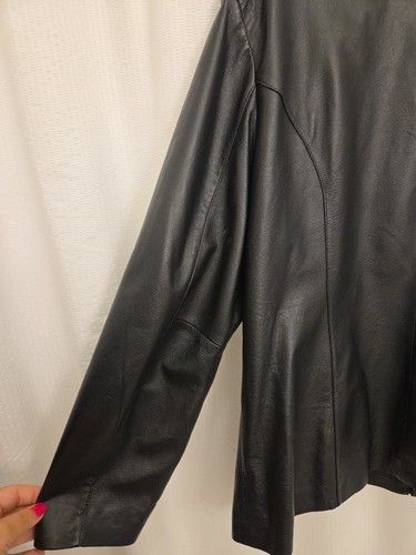 Worthington Damen Jacke schwarz durchgehender Reißverschluss weiches Echtleder Größe XL - Bild 10 von 11