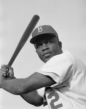 Jackie Robinson Brooklyn Dodgers Baseball Batting Stance Photo Print Reprint