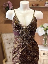 Rare Mandalay Starburst Beaded Dress S | Kim K 2007 Bday Dress | Bronze Y2K Glam