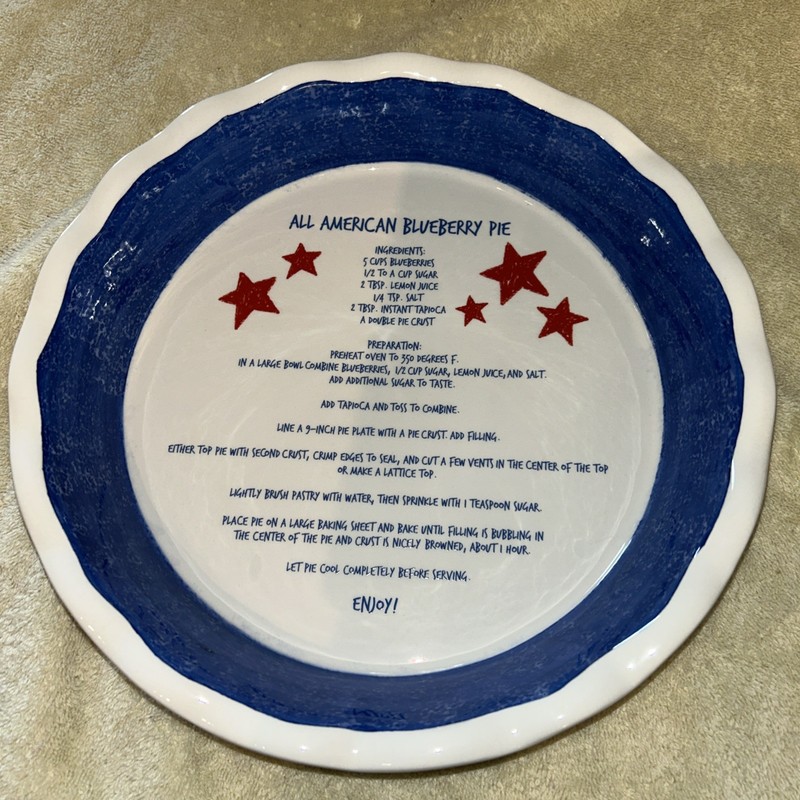 Grasslands Road Blueberry Pie Recipe 10" Stars And Stripes Pie Plate