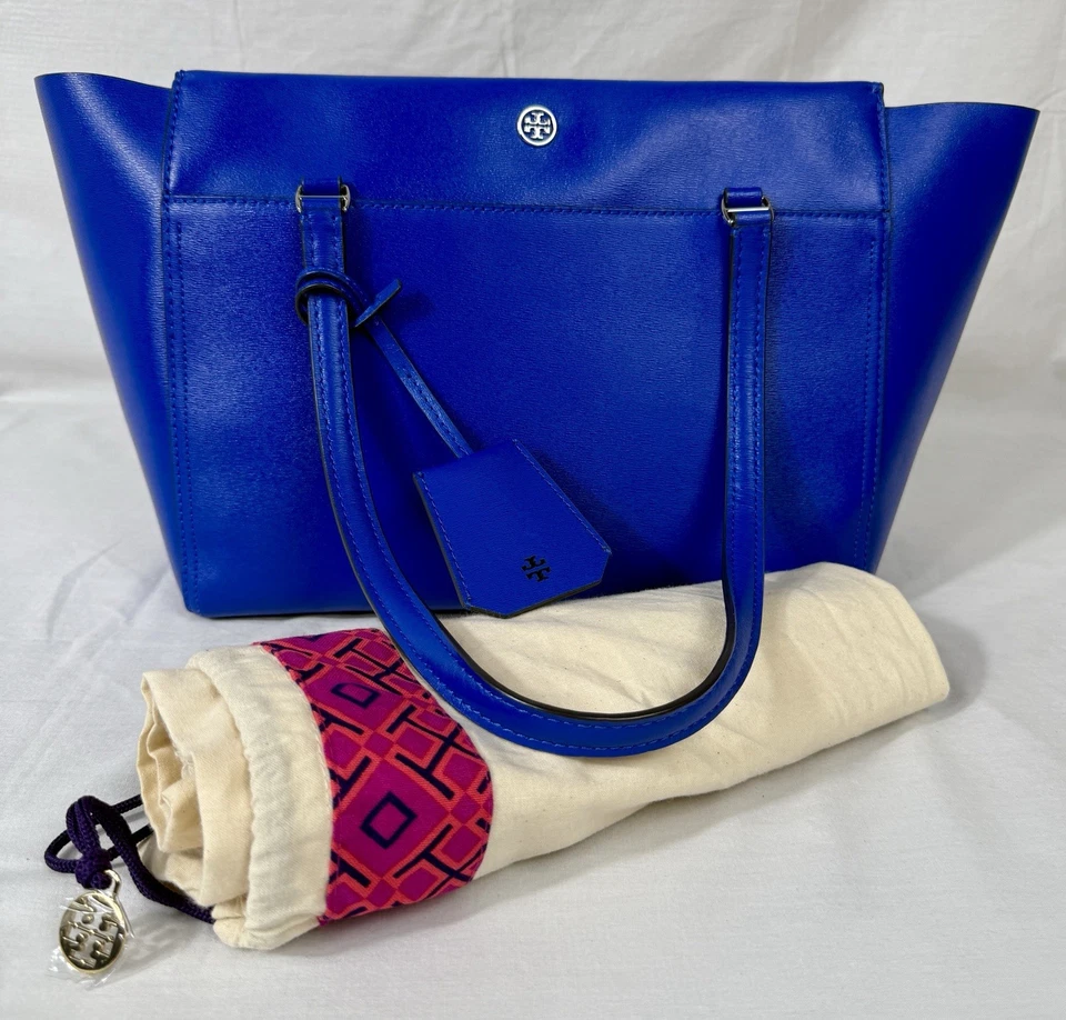 😎😎😎NUEVO SIN ETIQUETAS TORY BURCH AZUL REAL Plata Parker LTR Bolso de Hombro Bolso para el Polvo R/$470 Foto 2 de 4
