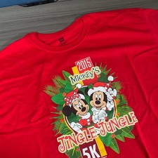 Disney Mickey's Jingle Jungle 5K 2015 Run Disney Red T-Shirt 2XL Hanes
