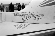 English aviator Sheila Scott touches down at London Airport after - Old Photo 13