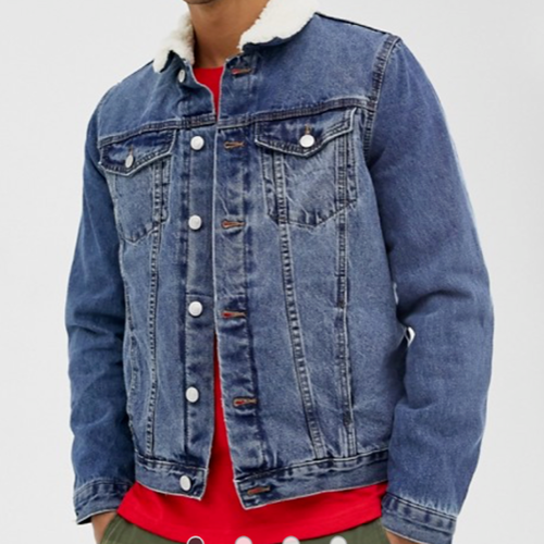 Mid Wash Borg Lined Denim Jacket Size 