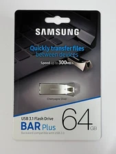 New Samsung Bar Plus 64GB USB 3.1 Flash Drive Champagne Silver MUF-64BE3/AM