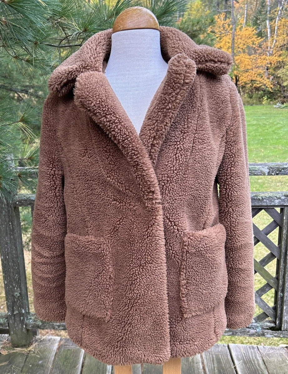 WOMENS NORDSTROM TEDDY BROWN JACKET SEBBY COLLECTION SIZE SMALL