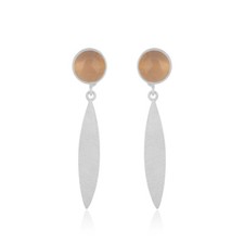 Rose Chalcedony Gemstone 925 Sterling Silver Dangle Earring Estate Jewelry