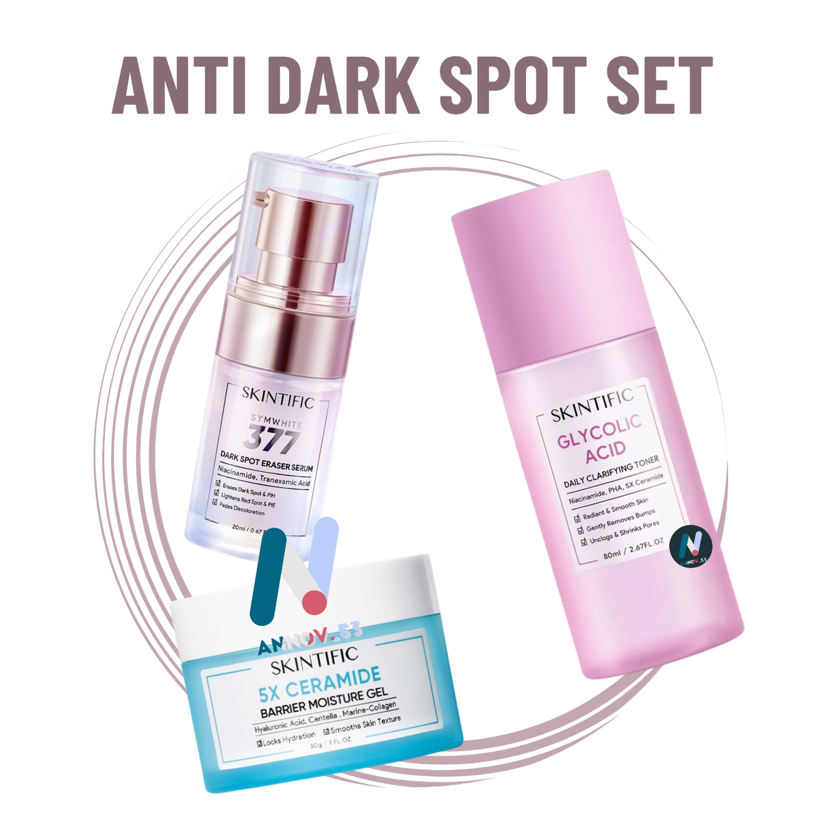 SKINITY SERUM FILL CREAM シミ SET 3: SKINTIFIC Anti Dark Spot Eraser Serum 5x Ceramide Barrier