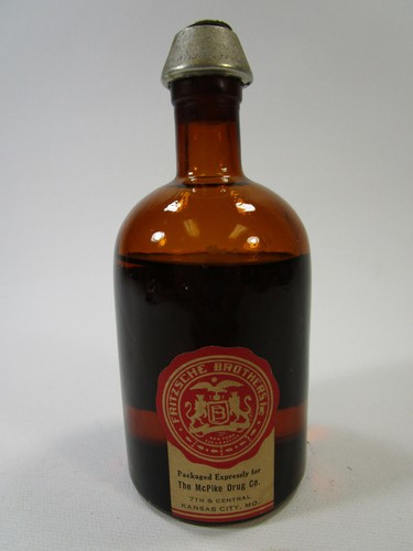 Sealed! Vintage Apothecary Fritzsche Brothers NY Oil Wormseed Glass Bottle - Picture 3 of 6