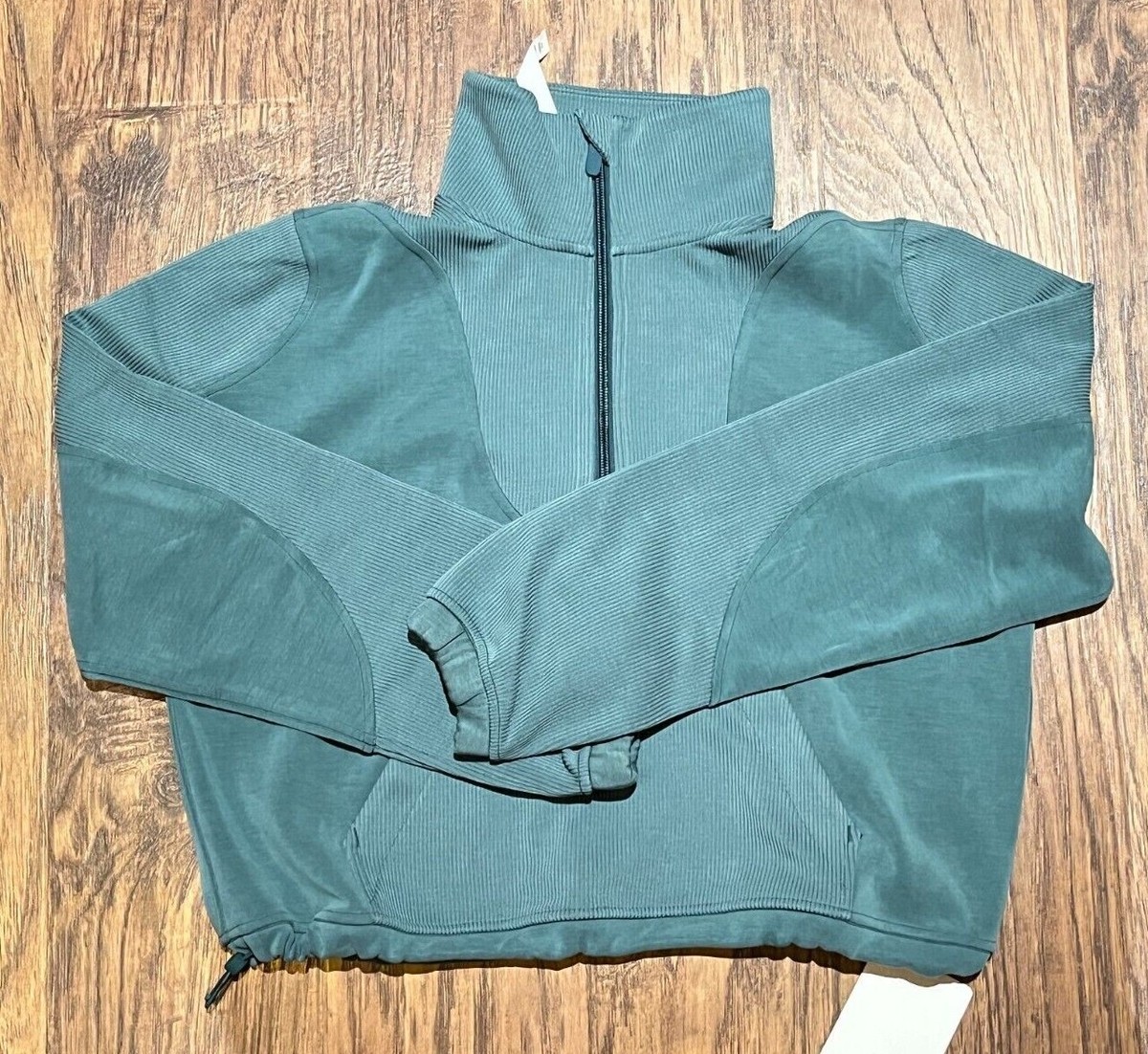 Lululemon 起毛加工Softstreme ハーフジップ　サイズ6 NEW Women Lululemon Brushed Softstreme Ribbed Half Zip Green