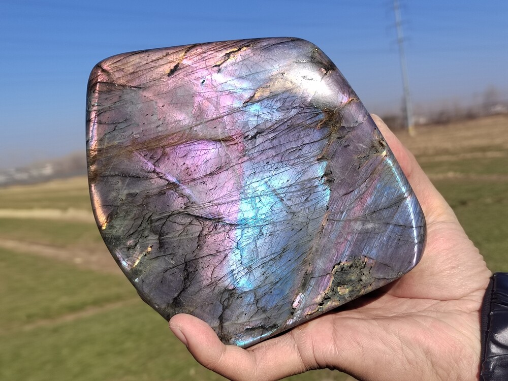 5.3LB Natural Labradorite Quartz Crystal Spectrolite Mineral Specimen Healing