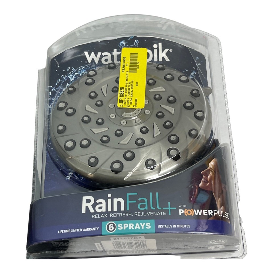 Waterpik RainFall Power Plus 6 Sprays Showerhead XEM639E Brushed Nickel eBay