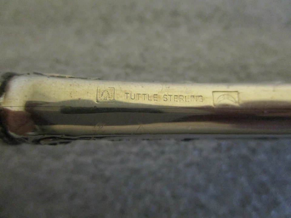 TUTTLE RICHELIEU SERVING SPOON 10"L STERLING HANDLE FLUTED STAINLESS BOWL 142gr - Image 3 of 4