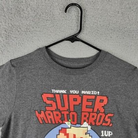 Super Mario Bros Shirt Boys XL Extra Large 18 20 Grey  Graphic Tee Nintendo NES