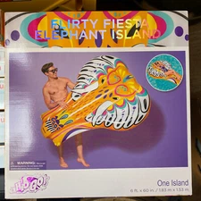 H2OGO! ONE ISLAND Flirty Fiesta ELEPHANT Island Pool FLOAT 6 ft x 60" NEW IN BOX