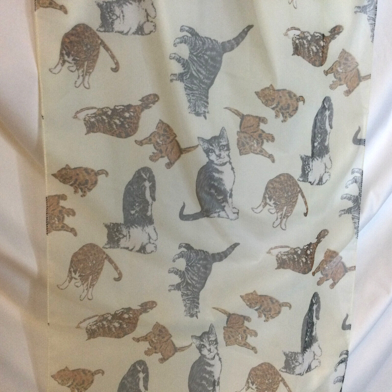 Sheer Rectangular White Scarf with Cats - image 3