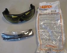 New Elvex Safety Protective Glasses GG-45A-AF Go-Specs AMBER Lens Black Frame