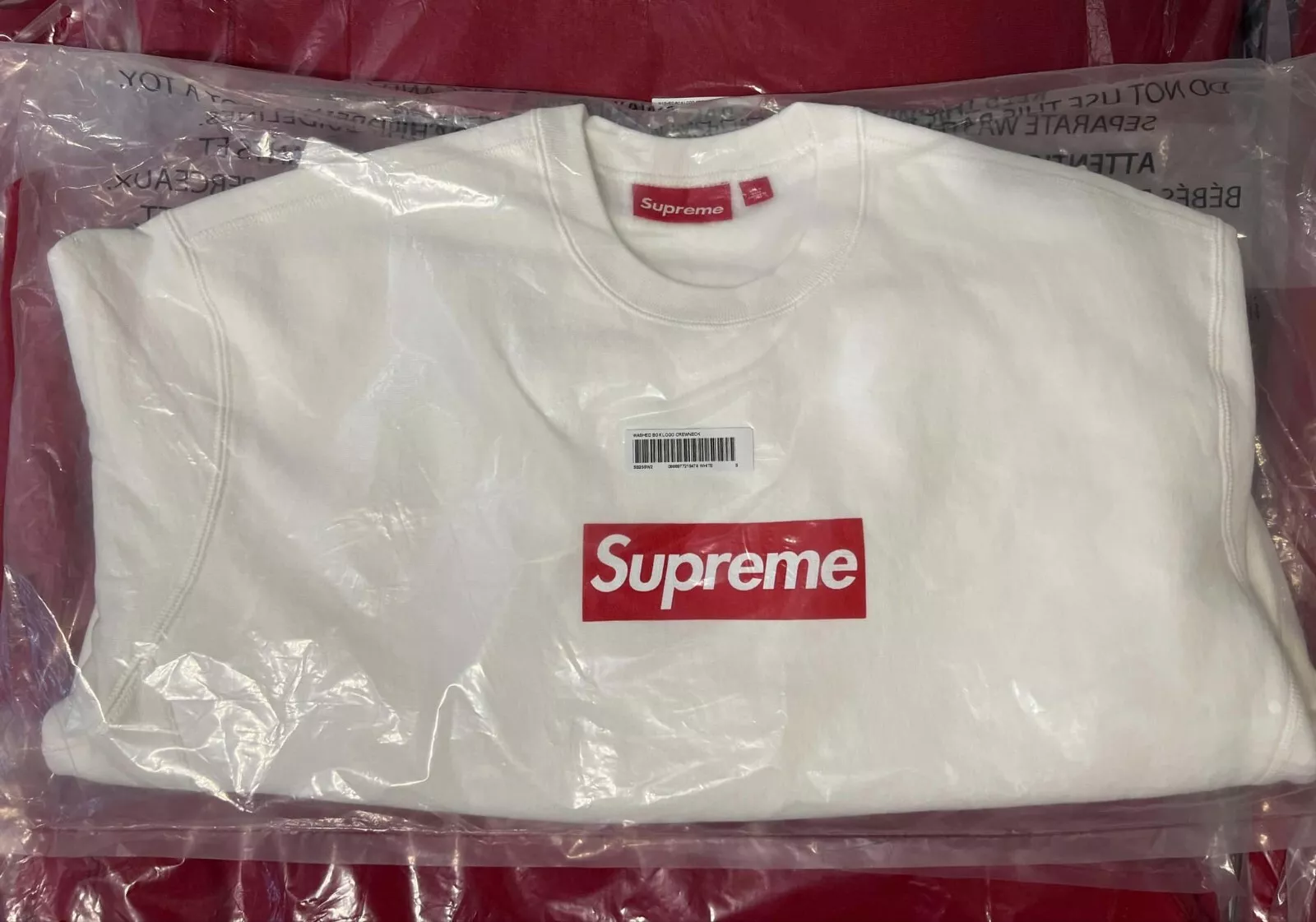 Logo Supreme boîte lavée col rond blanc taille S SS/2025 en LIVRAISON RAPIDE