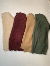 EUC Women's Nine West Essential Plum Green Beige Ribbed Tinsel Tunic Sweater L