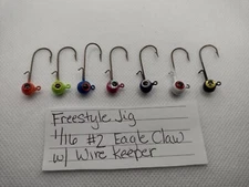 1/16 oz Freestyle Jig Heads painted 7 pack wire keeper #2 Eagle Claw