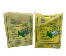 Vintage Sears Fitted Bottom Sheet Crib Size 28 X 52" Puppies Bears Mushrooms NEW