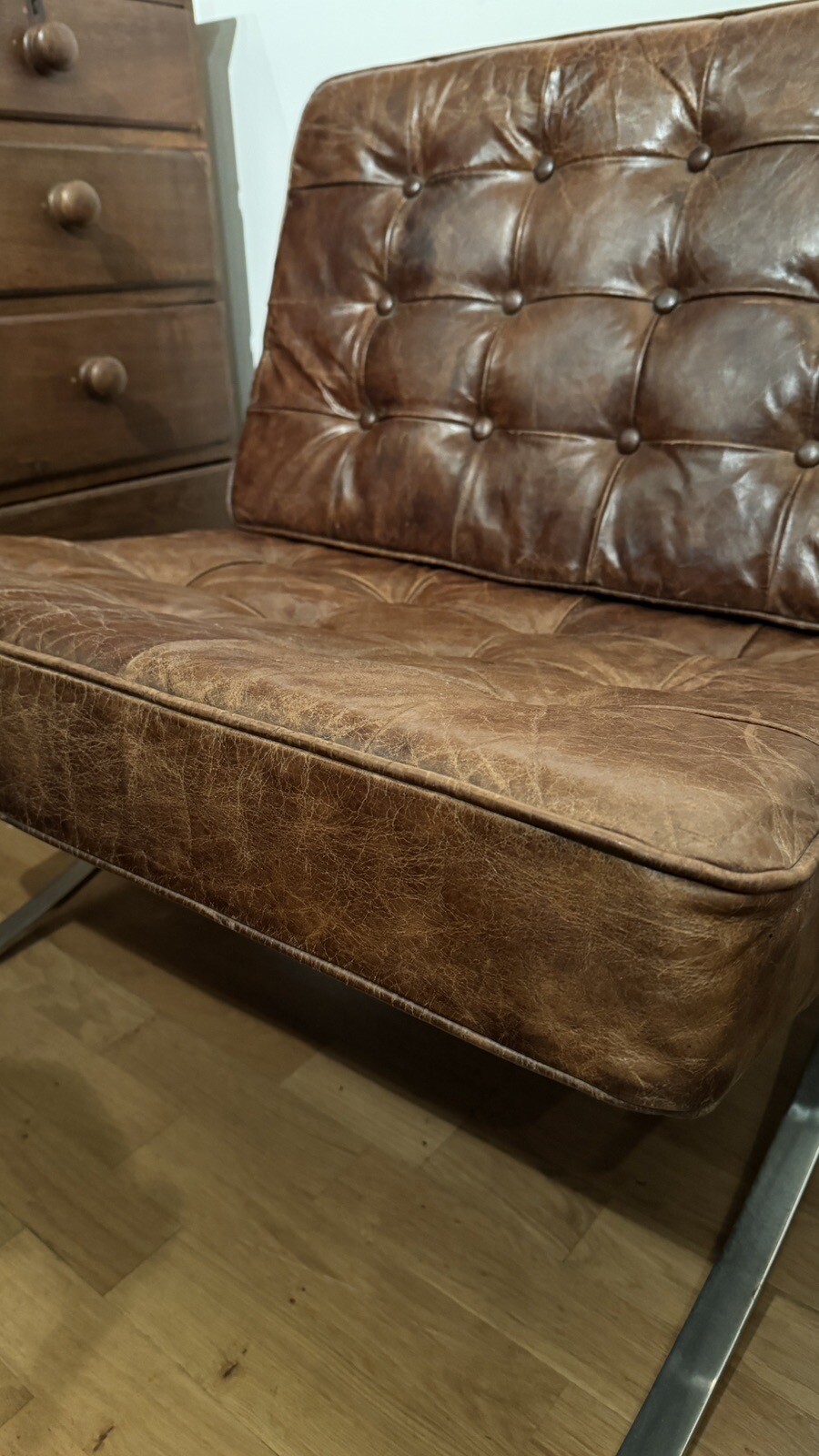 Beautiful Brown Leather Barcelona Chair eBay